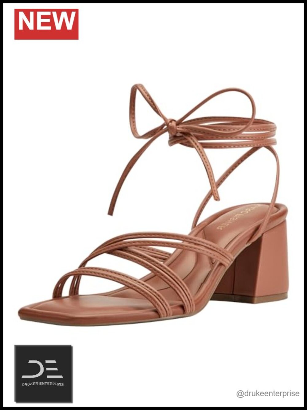 Marc Fisher Gelardi Faux Patent Leather Heeled Sandals 2.44" Block Heel